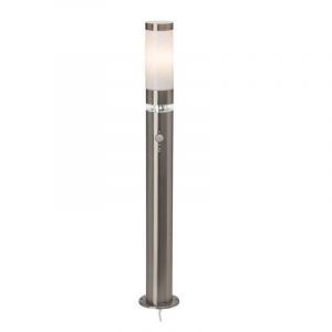 Plastikowa lampa podłogowa zewnętrzna z czujnikiem ruchu chromowana, Sage, 5W, 3000K LED, IP44