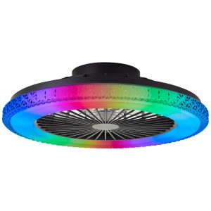 Nowoczesny wentylator sufitowy czarny, Baki, 40W, RGBW LED, z pilot