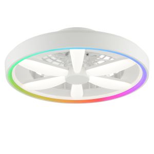 Plastikowy wentylator sufitowy biały, Roos, 48W, RGBW LED, z pilot