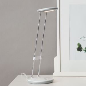 Plastikowa lampa biurkowa biała, Mariama, 3,3W, 3000K LED, z przełącznik