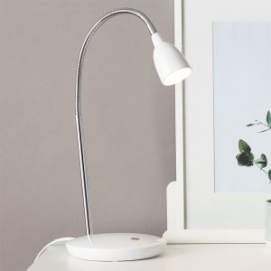 Plastikowa lampa biurkowa biała, Kit, 3W, 3000K LED, z przełącznik