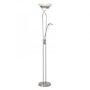 Nowoczesna lampa do czytania stojąca chromowana, Joann, 18W, 3000K LED, z przełącznik