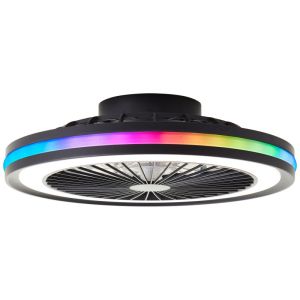 Nowoczesny wentylator sufitowy czarny, Stefanus, 40W, RGBW LED, z pilot