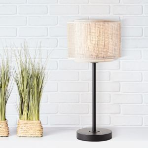 Rustykalna lampa stołowa beżowa, Gerbert, z przełącznik