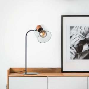 Nowoczesna lampa stołowa szara, Serkan, z przełącznik