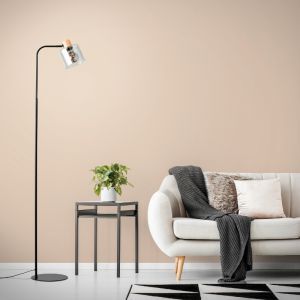 Nowoczesna lampa stojąca szara, Serkan, z przełącznik