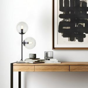 Design lampa stołowa przezroczysta, Rhys, z przełącznik