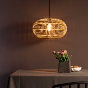 Rattanowa lampa wisząca brązowa, Sevim