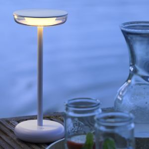 Plastikowa lampa stołowa akumulatorowa czarna, Jorja, 2W, 3000K LED, IP44, z dotykowy ściemniacz