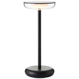 Plastikowa lampa stołowa akumulatorowa czarna, Jorja, 2W, 3000K LED, IP44, z dotykowy ściemniacz