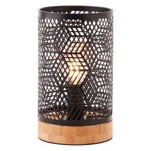 Drewniana lampa stołowa czarna, Sherona, z przełącznik