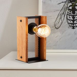 Drewniana lampa stołowa brązowa, Rasha, z przełącznik