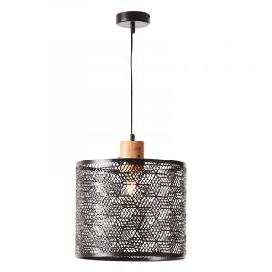 Drewniana lampa wisząca czarna, Sherona
