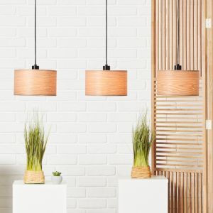 Drewniana lampa wisząca beżowa, Enna