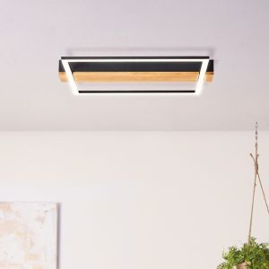 Drewniany plafon sufitowy czarny, Fannie, 24W, 3000K LED