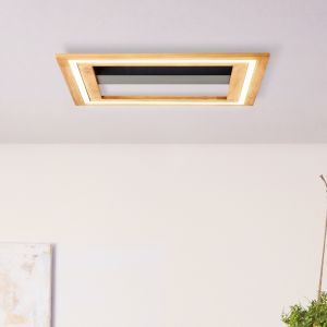Drewniany plafon sufitowy brązowy, Enise, 24W, 3000K LED