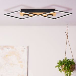 Drewniany plafon sufitowy czarny, Virginia, 32W, 3000K LED
