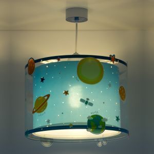 Niebieska lampa wisząca dla dzieci plastikowa, Planets