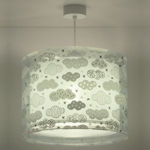 Zielona lampa wisząca dla dzieci plastikowa, Clouds