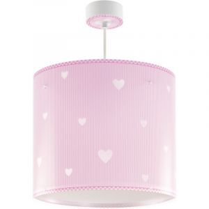 Różowa lampa wisząca dla dzieci plastikowa, Hearts