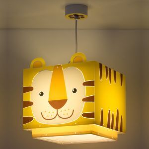 Żółta lampa wisząca dla dzieci plastikowa, Tygrys