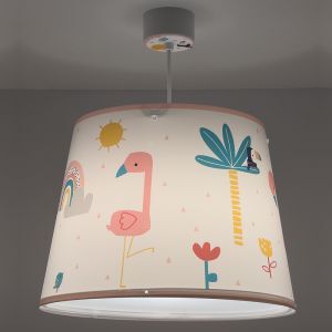 Różowa lampa wisząca dla dzieci plastikowa, Flamingo
