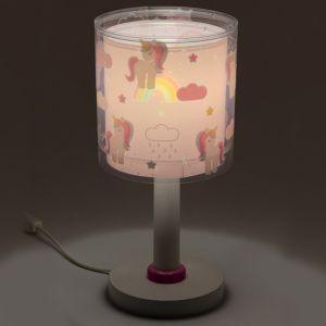 Różowa lampa stołowa dla dzieci plastikowa, Unicorn
