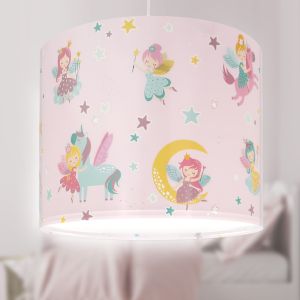 Plastikowa lampa wisząca dla dzieci różowa, Fairy