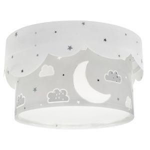 Szara lampa sufitowa dla dzieci plastikowa, Moon