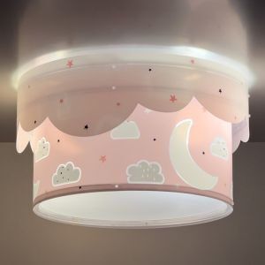 Różowa lampa sufitowa dla dzieci plastikowa, Moon