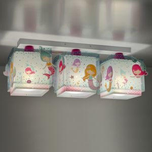 Różowa lampa sufitowa dla dzieci plastikowa, Mermaid