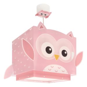 Plastikowa lampa wisząca dla dzieci różowa, Owls