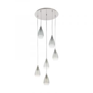 Szklana design lampa wisząca niklowa, Kik