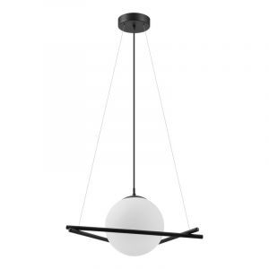 Szklana retro lampa wisząca czarna, Tjardo