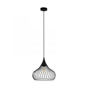 Stalowa industrialna lampa wisząca czarna, Vanessa