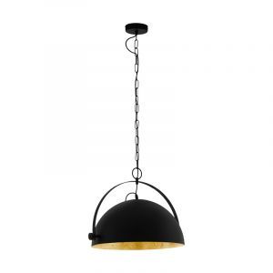 Stalowa industrialna lampa wisząca półkula czarna, Nickolas