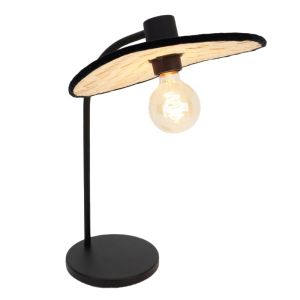 Drewniana rustykalna lampa stołowa brązowa, Jillah, z przełącznik