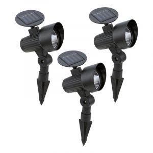 Plastikowa lampa dogruntowa czarna, Zora, 1W, 3000K LED, IP44, z przełącznik