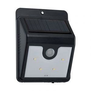 Plastikowy kinkiet solarny zewnętrzny czarny, Zora, 1W, 6000K LED, IP44