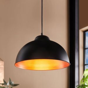 Metalowa industrialna lampa wisząca półkula czarna, Liana