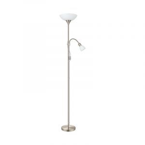 Plastikowa lampa do czytania stojąca niklowa, Burgo, z przełącznik