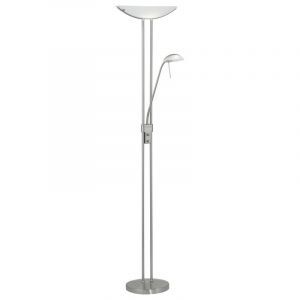 Szklana design lampa do czytania stojąca niklowa, Brava, z przełącznik