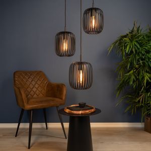 Stalowa industrialna lampa wisząca czarna, Pietro
