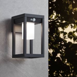 Aluminiowy nowoczesny kinkiet solarny zewnętrzny czarny, Kwame, 3,7W, 4000K LED, IP44