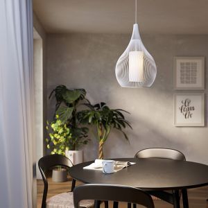 Szklana industrialna lampa wisząca biała, Maritima