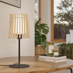 Drewniana lampa stołowa rustykalna, Farah, z przełącznik