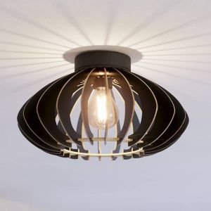 Drewniana industrialna lampa sufitowa czarna, Bergama