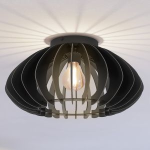 Drewniana industrialna lampa sufitowa czarna, Bergama
