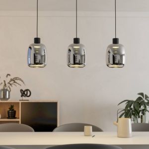Szklana nowoczesna inteligentna lampa wisząca czarna, Tamika, 3,7W, RGBW LED