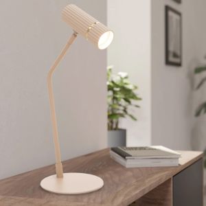Stalowa nowoczesna lampa biurkowa beżowa, Vahid, z przełącznik